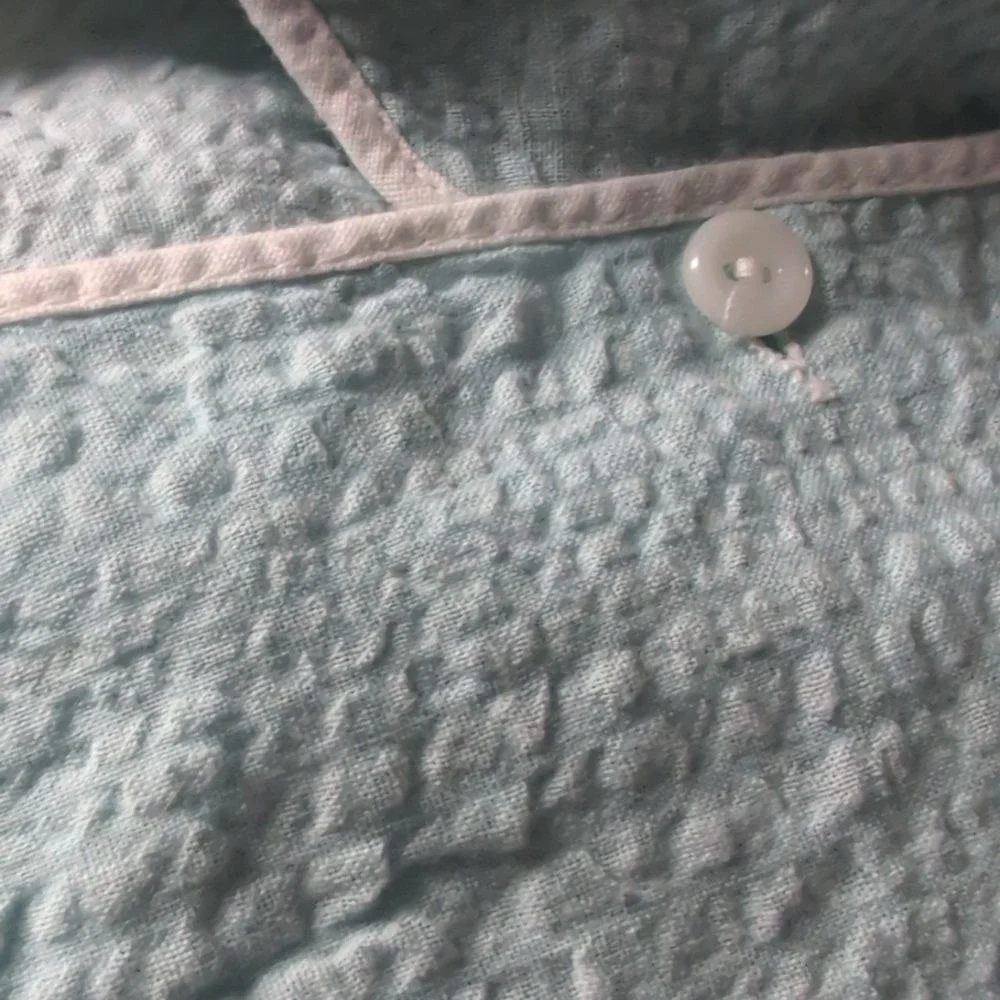 vintage 50s infant pastel blue seersucker‎ embroidered bird outfit swim